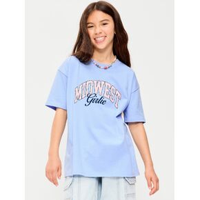 Old Navy Oversized Short-Sleeve Graphic Tunic T-Shirt for Girls - Periblue in Kuwait