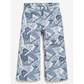 Old Navy Printed Super Baggy Wide-Leg Jeans for Toddler Girls - Patchwork Blue in Kuwait
