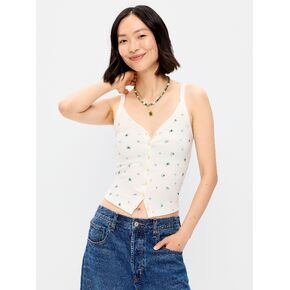 Old Navy Button-Down Cami Tank Top - White Floral in Kuwait