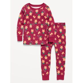 طقم بيجامة مقاس مريح للجنسين مطبوع عليه Old Navy للأطفال الصغار والرضع - خبز الزنجبيل باللون العنابي in Kuwait