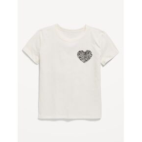 Old Navy Softest Short-Sleeve Heart-Pocket T-Shirt for Girls - Leopard in Kuwait