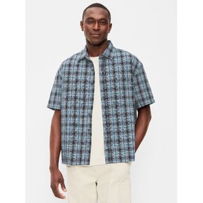 قميص منقوش بجيب منقوش فضفاض من Old Navy - أزرق داكن منقوش in Kuwait