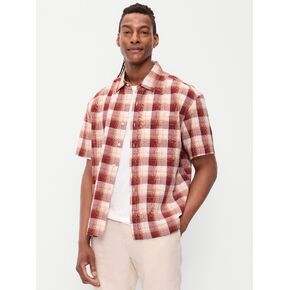 Old Navy Loose Fit Textured Plaid Pocket Shirt - Emberglow Plaid in Saudi Arabia