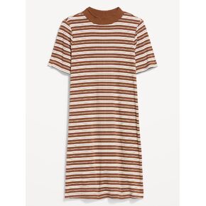 Old Navy Snug Mock-Neck Bodycon Mini Dress - Earth Brown Stripe in Kuwait