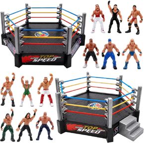 Wrestling Toys, 12 Mini Wrestlers Action Figures, Wrestling Ring, Realistic Action Wrestling Figures Playset, Gifts Favors for Boys and Girls in Saudi Arabia