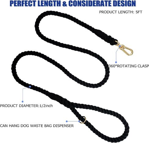 LWBMG 5 FT Dog Leash Handmade Braided Cotton Rope Dog Leash for Small Medium and Large Dogs Colorful Macaron in Saudi Arabia
