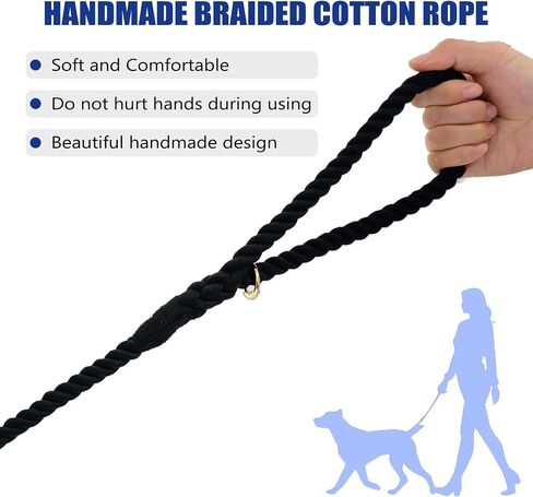 LWBMG 5 FT Dog Leash Handmade Braided Cotton Rope Dog Leash for Small Medium and Large Dogs Colorful Macaron in Saudi Arabia