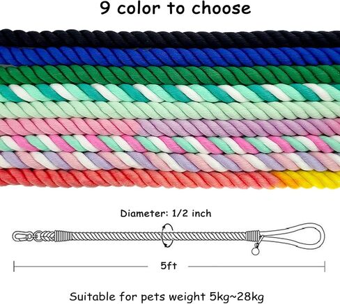 LWBMG 5 FT Dog Leash Handmade Braided Cotton Rope Dog Leash for Small Medium and Large Dogs Colorful Macaron in Saudi Arabia