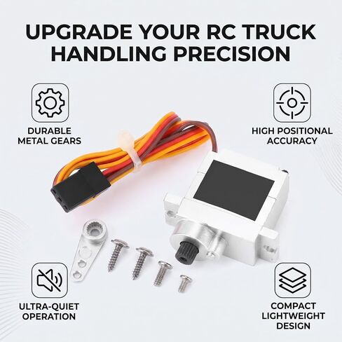 VBESTLIFE Remote Control Car Servo, 9g Metal Servo Steering Engine Accessory Fit for B1 B14 B16 B24 C14 C24 B36 1:16 RC Truck (Silver) in Saudi Arabia
