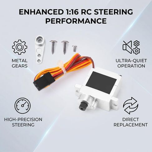 VBESTLIFE Remote Control Car Servo, 9g Metal Servo Steering Engine Accessory Fit for B1 B14 B16 B24 C14 C24 B36 1:16 RC Truck (Silver) in Saudi Arabia