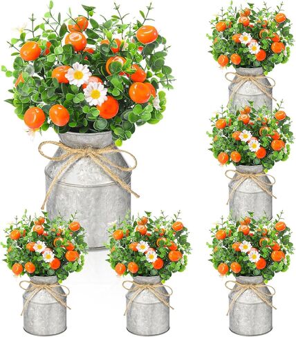 3 مجموعات Tangerine ‌ القطع المركزية البرتقالية للجداول مصنع الفاكهة الاصطناعية مع المصنع مع جرة ماسون مزيفة كتي برتقالية صغيرة كتي دش الطفل للديكور منزل الحفلات المنزل in Kuwait