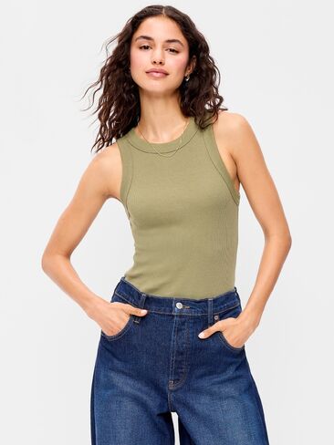 Old Navy Snug Crop Tank Top - Dill Caper in Kuwait