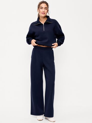 بنطال رياضي واسع الأرجل من الصوف عالي الخصر من Old Navy - باللون البحري in Kuwait