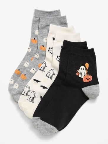 Old Navy Novelty Quarter Crew Socks 3-Pack for Women - Halloween Icons in Kuwait