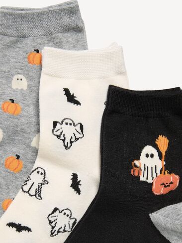 Old Navy Novelty Quarter Crew Socks 3-Pack for Women - Halloween Icons in Kuwait