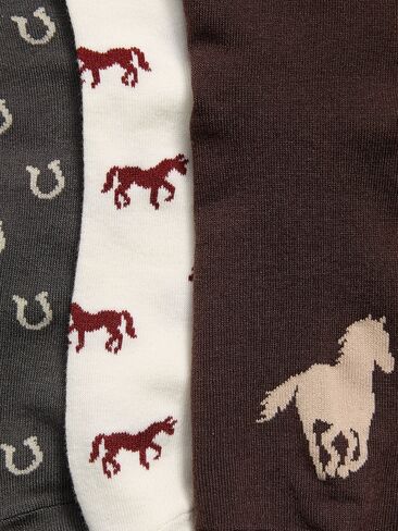Old Navy Novelty Quarter Crew Socks 3-Pack for Women - Horses in Kuwait
