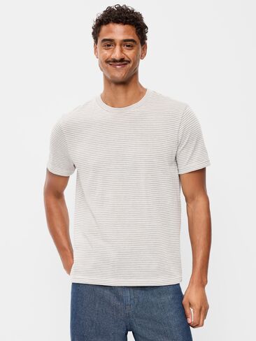 تي شيرت مخطط برقبة دائرية من Old Navy - رمادي فضي in Kuwait