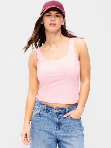 Old Navy Hug Double-Layer Scoop-Neck Tank Top - Blush On You in Kuwait