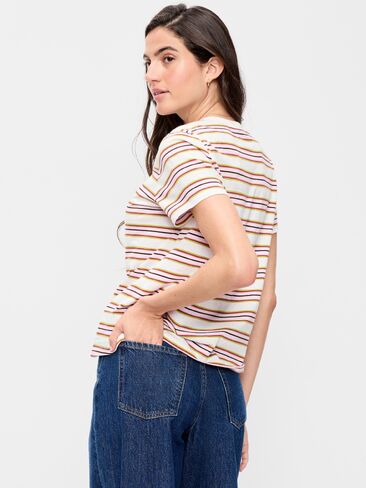 تي شيرت مخطط برقبة دائرية من Old Navy EveryWear - وردي متعدد الخطوط in Kuwait