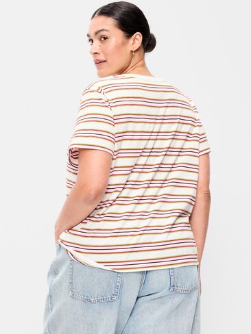 تي شيرت مخطط برقبة دائرية من Old Navy EveryWear - وردي متعدد الخطوط in Kuwait