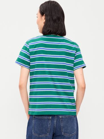 تي شيرت مخطط برقبة دائرية من Old Navy EveryWear - شريط أزرق/أخضر in Kuwait