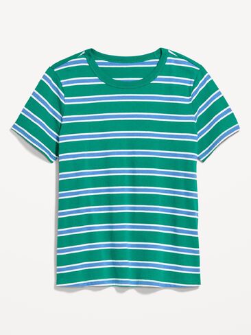 تي شيرت مخطط برقبة دائرية من Old Navy EveryWear - شريط أزرق/أخضر in Kuwait