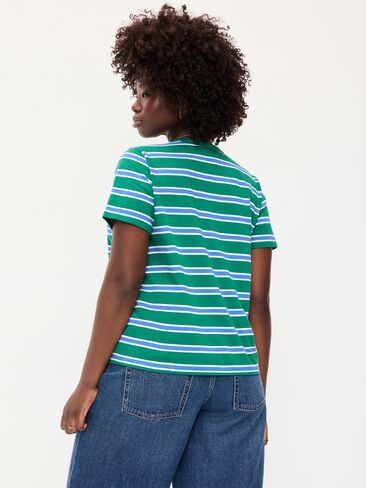 تي شيرت مخطط برقبة دائرية من Old Navy EveryWear - شريط أزرق/أخضر in Kuwait