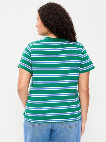تي شيرت مخطط برقبة دائرية من Old Navy EveryWear - شريط أزرق/أخضر in Kuwait