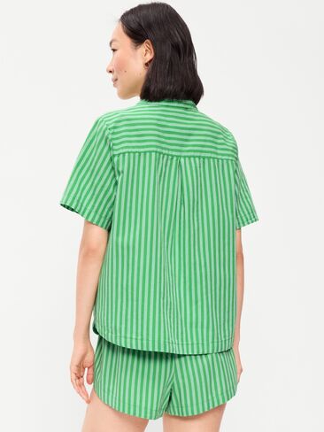 طقم بيجامة بوبلين قصير من Old Navy - شريط أخضر أزرق in Kuwait