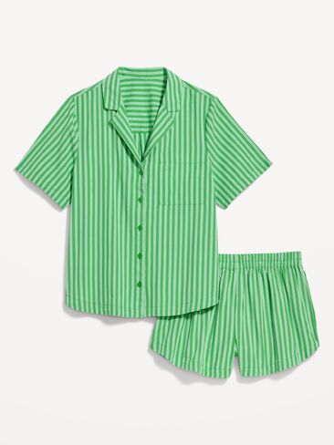 طقم بيجامة بوبلين قصير من Old Navy - شريط أخضر أزرق in Kuwait