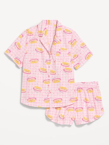 Old Navy Poplin Pajama Short Set - Sweet Butter in Kuwait