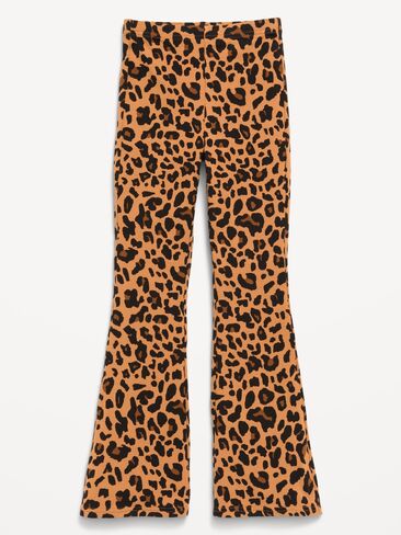 Old Navy High-Waisted Flared Leggings for Girls - Brown Leopard in Kuwait