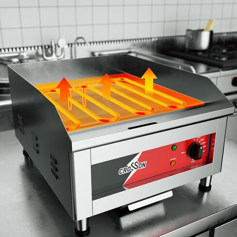 CROSSON 24"*16" Commercial Chrome Plated Griddle,Electric Countertop Griddle with Non-Stick 2/5" Thick Cooking Plate and Double Section 575℉ Adjustable Temp Control for Restaurant use-120V,3500W in Saudi Arabia