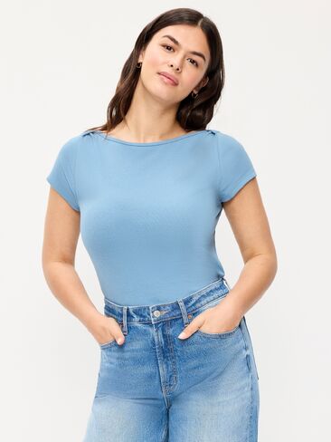 Old Navy Snug Boatneck T-Shirt - Naturalist Blue in Kuwait