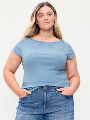 Old Navy Snug Boatneck T-Shirt - Naturalist Blue in Kuwait