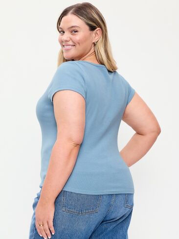 Old Navy Snug Boatneck T-Shirt - Naturalist Blue in Kuwait