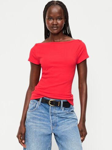 Old Navy Snug Boatneck T-Shirt - Scotty Red in Kuwait