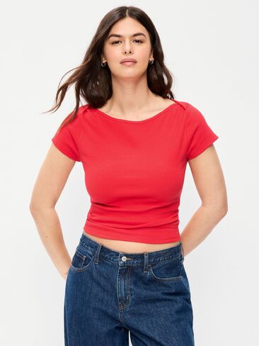 Old Navy Snug Boatneck T-Shirt - Scotty Red in Kuwait