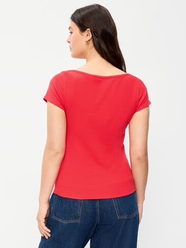 Old Navy Snug Boatneck T-Shirt - Scotty Red in Kuwait