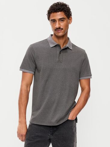 Old Navy Classic Fit Pique Polo - Gray Houndstooth in Kuwait
