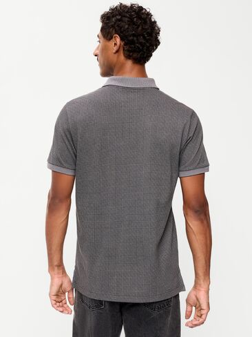 Old Navy Classic Fit Pique Polo - Gray Houndstooth in Kuwait