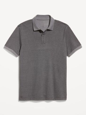 Old Navy Classic Fit Pique Polo - Gray Houndstooth in Kuwait