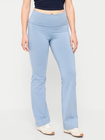 Old Navy High-Waisted PowerChill Fold-Over Bootcut Leggings - Naturalist Blue in Kuwait