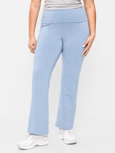 Old Navy High-Waisted PowerChill Fold-Over Bootcut Leggings - Naturalist Blue in Kuwait