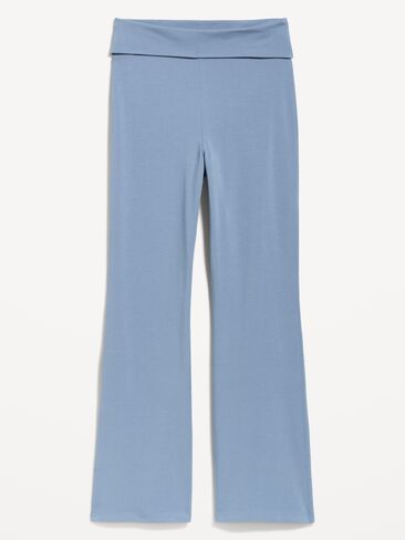 Old Navy High-Waisted PowerChill Fold-Over Bootcut Leggings - Naturalist Blue in Kuwait