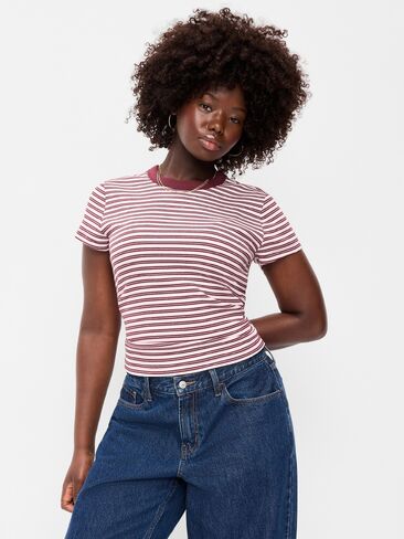تي شيرت مضلع برقبة دائرية من Old Navy - وردي متعدد الخطوط in Kuwait