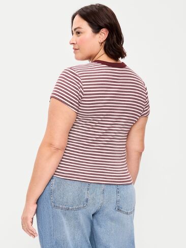 تي شيرت مضلع برقبة دائرية من Old Navy - وردي متعدد الخطوط in Kuwait
