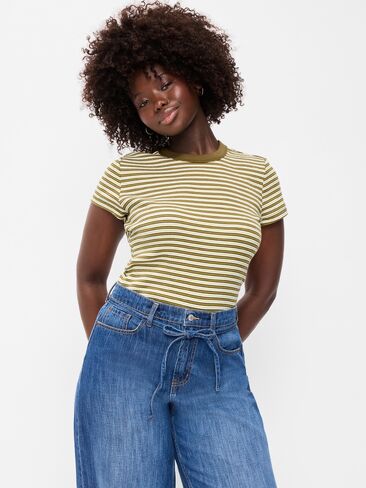 تي شيرت مضلع برقبة دائرية من Old Navy - أخضر متعدد الخطوط in Kuwait