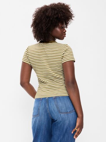 تي شيرت مضلع برقبة دائرية من Old Navy - أخضر متعدد الخطوط in Kuwait