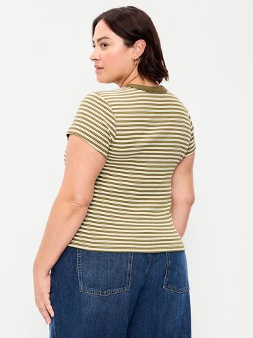 تي شيرت مضلع برقبة دائرية من Old Navy - أخضر متعدد الخطوط in Kuwait